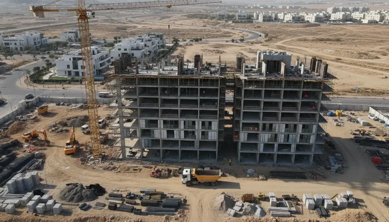 מעקב בנייה מהאוויר — צילום מרחפן של אתר בנייה פעיל