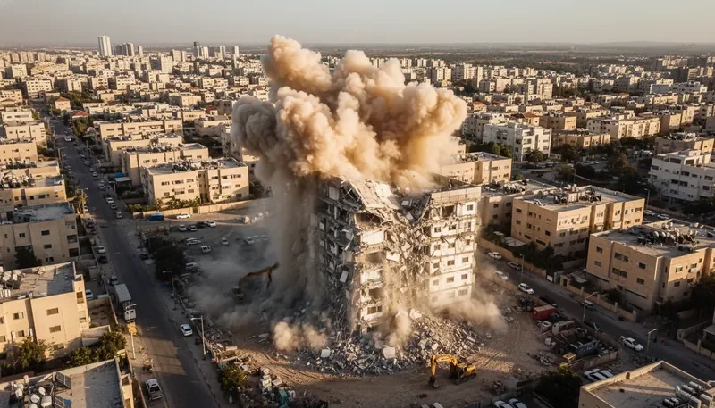 תיעוד הריסת מבנים מהאוויר — צילום מרחפן