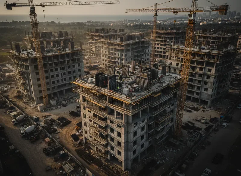 מעקב בנייה מהאוויר — צילום מרחפן של אתר בנייה פעיל